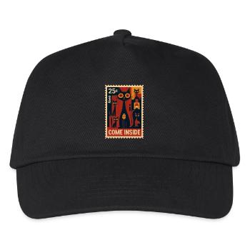 Briefmarke mit Katzen im Deco-Art Stil - Kinder Basecap - Schwarz - Vorne