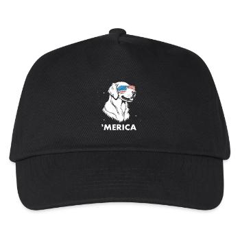 Golden Retriever mit Sonnenbrille 4. Juli Merica - Kinder Basecap - Schwarz - Vorne