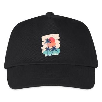 Beach Palm Trees Sunset Summer - Kids’ Baseball Cap - black - Front