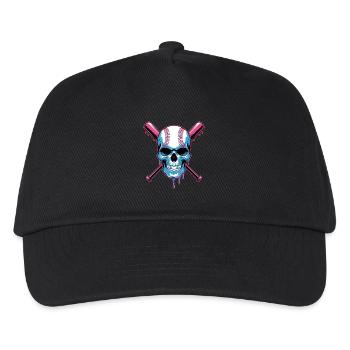 Baseball Skull Baseball Bat - Kids’ Baseball Cap - black - Front