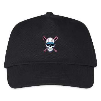 Baseball Skull Baseball Bat - Kids’ Baseball Cap - black - Front