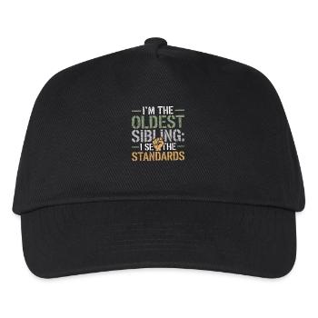 Drôle Aîné Frère Ou Sœur Enfant Tee I Établi les normes - Casquette de baseball Enfant - noir - Devant