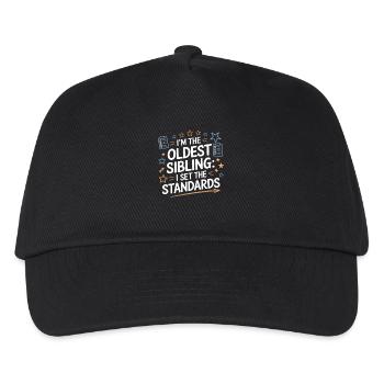 Drôle Aîné Frère Ou Sœur Enfant Tee I Établi les normes - Casquette de baseball Enfant - noir - Devant