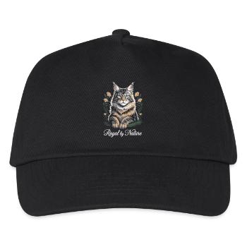 Royal Cat with Floral Frame - Kids’ Baseball Cap - black - Front