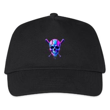 Baseball Skull Baseball Bat - Kids’ Baseball Cap - black - Front