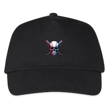 Baseball Skull Baseball Bat - Kids’ Baseball Cap - black - Front