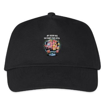 Too Many Tabs – ADD Brain Cartoon Design - Kids’ Baseball Cap - black - Front