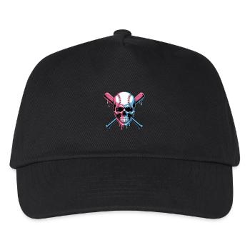 Baseball Skull Baseball Bat - Kids’ Baseball Cap - black - Front