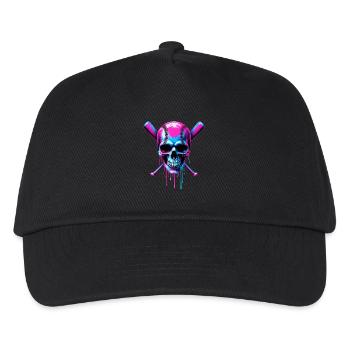 Baseball Skull Baseball Bat - Kids’ Baseball Cap - black - Front