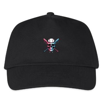 Baseball Skull Baseball Bat - Kids’ Baseball Cap - black - Front