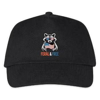 Feral & Free Red White And Feral Raccoon Flag - Kids’ Baseball Cap - black - Front