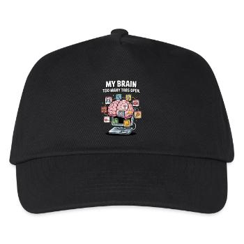 Too Many Tabs – ADD Brain Cartoon Design - Kids’ Baseball Cap - black - Front