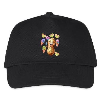 Mädchen Jungen Kinder Kind Teenie Erdnuss Eis 80er - Kinder Basecap - Schwarz - Vorne