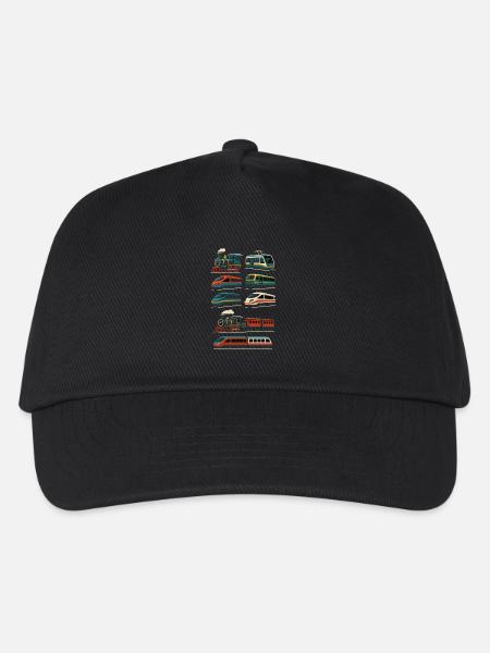 Züge Design – Retro trifft Highspeed - Kinder Basecap - Schwarz