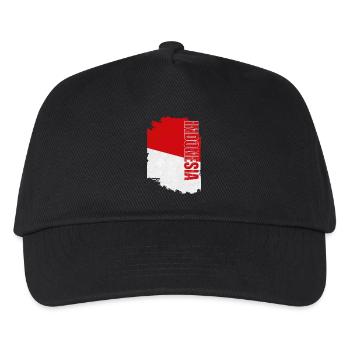 Vertikale Indonesien Flagge, ich liebe Indonesien - Kinder Basecap - Schwarz - Vorne
