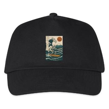 Skelett Surfen Japanische Welle Mt. Fuji Retro Kunst - Kinder Basecap - Schwarz - Vorne