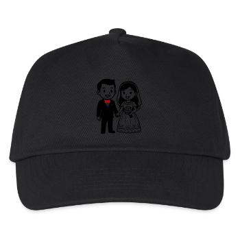 Hochzeit Paar Ehepaar - Kinder Basecap - Schwarz - Vorne