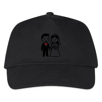 Ehepaar Hochzeit Brautpaar - Kinder Basecap - Schwarz - Vorne