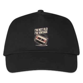 Klassisch statt alt – Vintage-Style - Kinder Basecap - Schwarz - Vorne