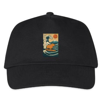Capybara Surfing Japanese Wave Art - Kids’ Baseball Cap - black - Front