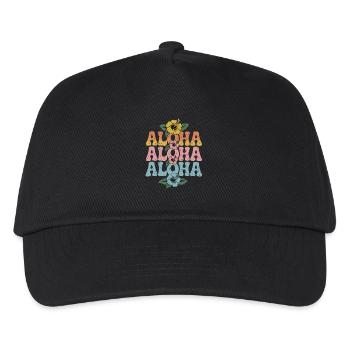 Aloha Tropische Blumen Retro Design - Kinder Basecap - Schwarz - Vorne
