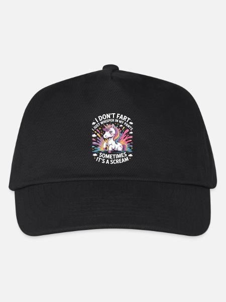 Lustiges Einhorn Furz Shirt - Einhorn mit Spruch - Kinder Basecap - Schwarz
