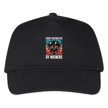 Easily Distracted By Wieners Dog Vintage Style - Kids’ Baseball Cap - black - Front