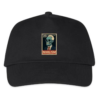 Nihilism Postage Stamp – Skeleton in Suit - Kids’ Baseball Cap - black - Front