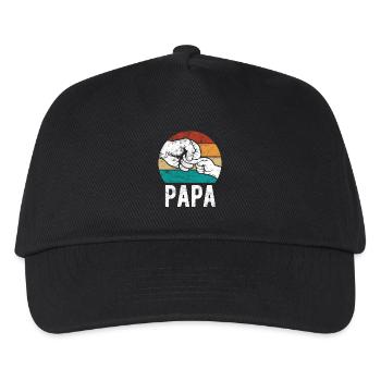 Papa und Kind, Faust an Faust - Team - Familie - Kinder Basecap - Schwarz - Vorne