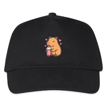 Capybara with Milkshake – Cute Animal Design - Kids’ Baseball Cap - black - Front