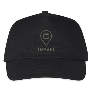 Minimalistisches Travel-Icon – Location & Koffer - Kinder Basecap - Schwarz - Vorne