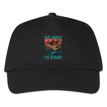 Paragliding Run Launch Fly Repeat Paramotoring - Kids’ Baseball Cap - black - Front