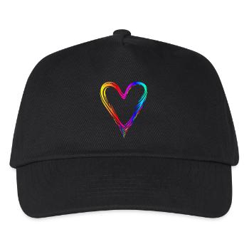Buntes Herz Regenbogen Farbverlauf - Kinder Basecap - Schwarz - Vorne