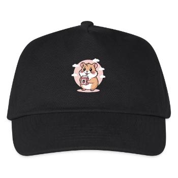 Süßer Chibi Hamster Trinkt Erdbeermilch Kawaii - Kinder Basecap - Schwarz - Vorne
