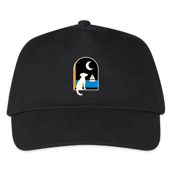 Dog gazing sailboat under the moon - Kids’ Baseball Cap - black - Front
