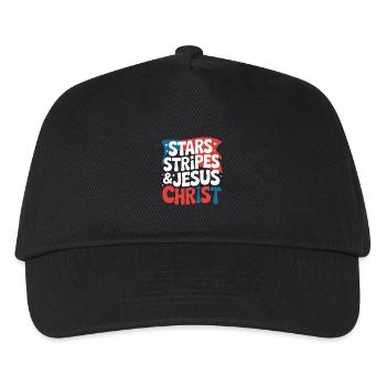 Amerikanischer Gläubiger Christ July 4th Jesus - Kinder Basecap - Schwarz - Vorne