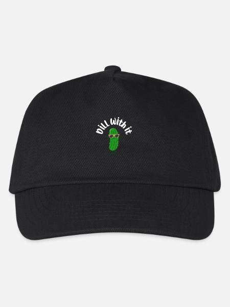 Dill With It Cool Gurke Lustiges Spruch Motiv - Kinder Basecap - Schwarz