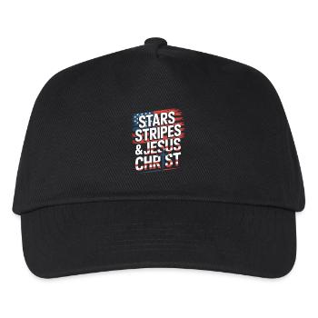 Amerikanischer Gläubiger Christ July 4th Jesus - Kinder Basecap - Schwarz - Vorne