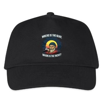 Where is the quay and this yacht next to it - Kids’ Baseball Cap - black - Front