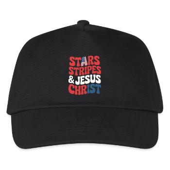 Amerikanischer Gläubiger Christ July 4th Jesus - Kinder Basecap - Schwarz - Vorne