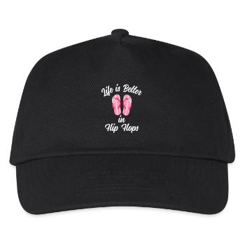 Das Leben Ist Besser in Flip Flops Spruch - Kinder Basecap - Schwarz - Vorne
