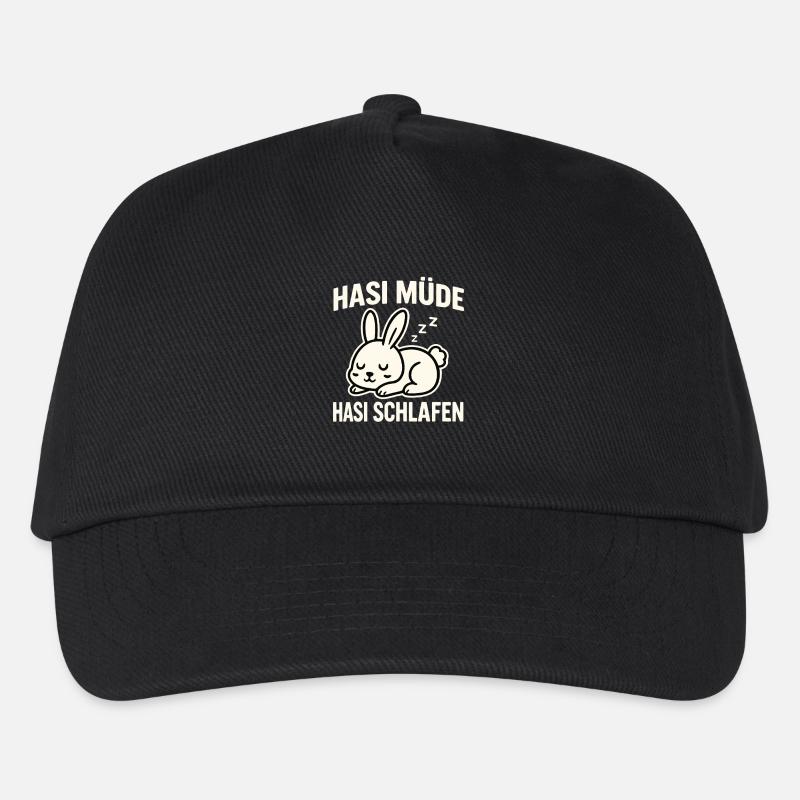 Hasi Müde Hasi Schlafen – Schlaf Hase Design - Kinder Basecap - Schwarz