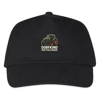 Dorfkind & Stolz Drauf – Traktor Design - Kinder Basecap - Schwarz - Vorne