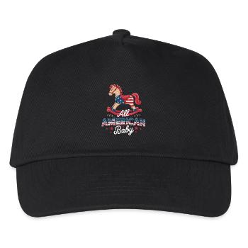 All American Baby Schaukelpferd Design - Kinder Basecap - Schwarz - Vorne