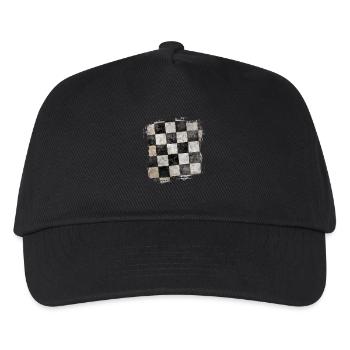 Grunge Schachbrettmuster Schwarz-Weiß Retro - Kinder Basecap - Schwarz - Vorne