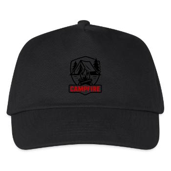 Lagerfeuer Camping Zelt - Kinder Basecap - Schwarz - Vorne