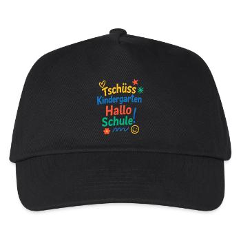Tschüss Kindergarten Hallo Schule | Einschulung - Kinder Basecap - Schwarz - Vorne