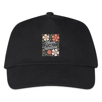 Blühe Mit Absicht Boho Blumen Vintage - Kinder Basecap - Schwarz - Vorne