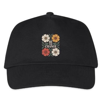 Citation d’inspiration florale vintage Be the Change - Casquette de baseball Enfant - noir - Devant