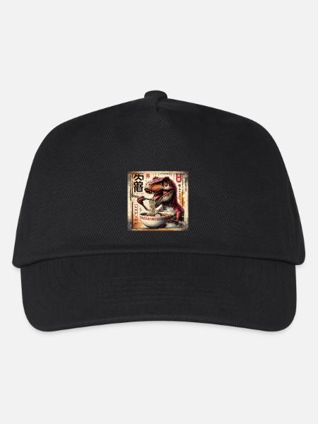 Ramen T Rex Dinosaurier Grunge Poster Style - Kinder Basecap - Schwarz